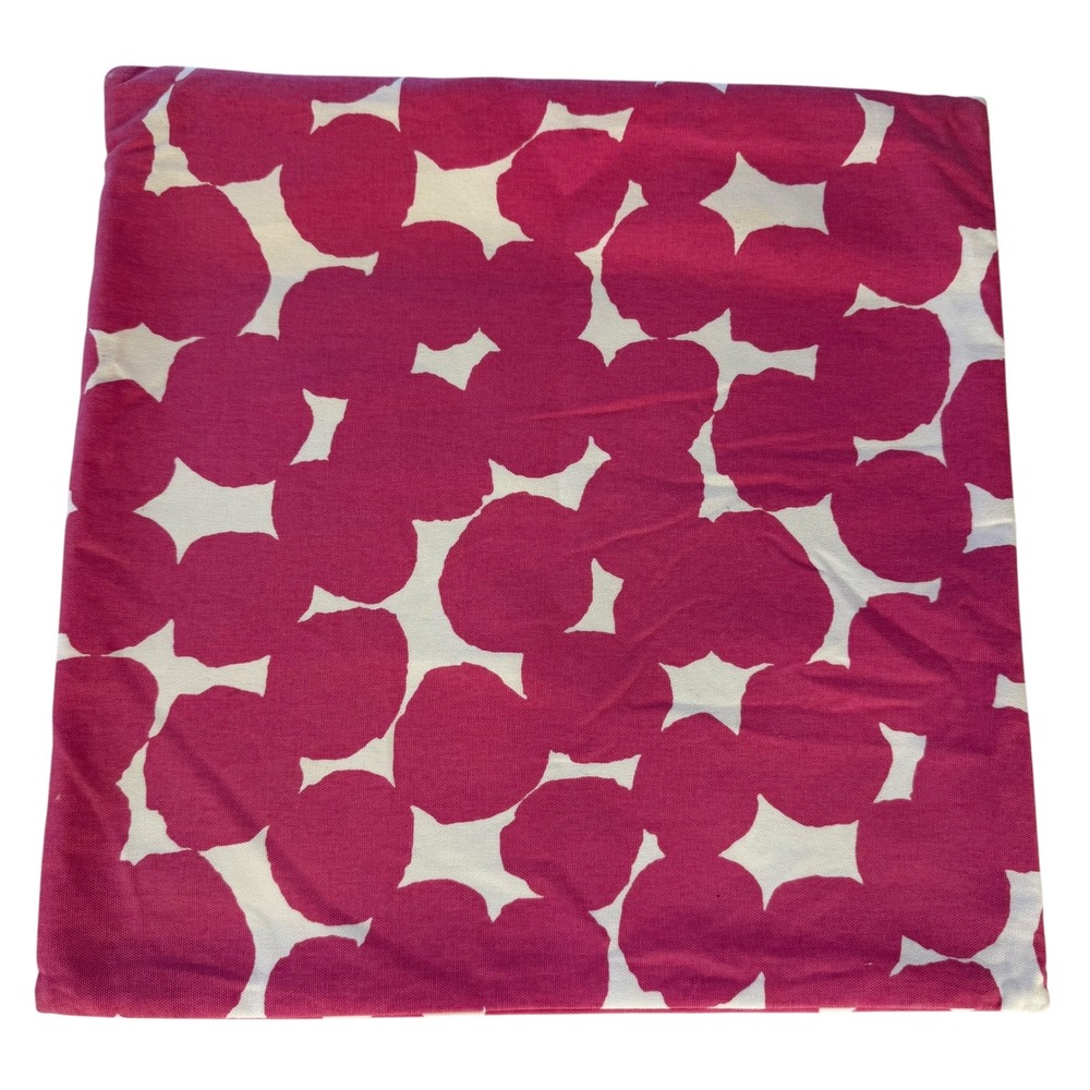 Kate Spade Pink White Abstract Floral Polka Dot Pillow Cover 18x18 Cotton